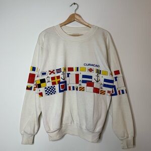 True Vintage Set Sail Curaçao Flag Crewneck Pullover size medium